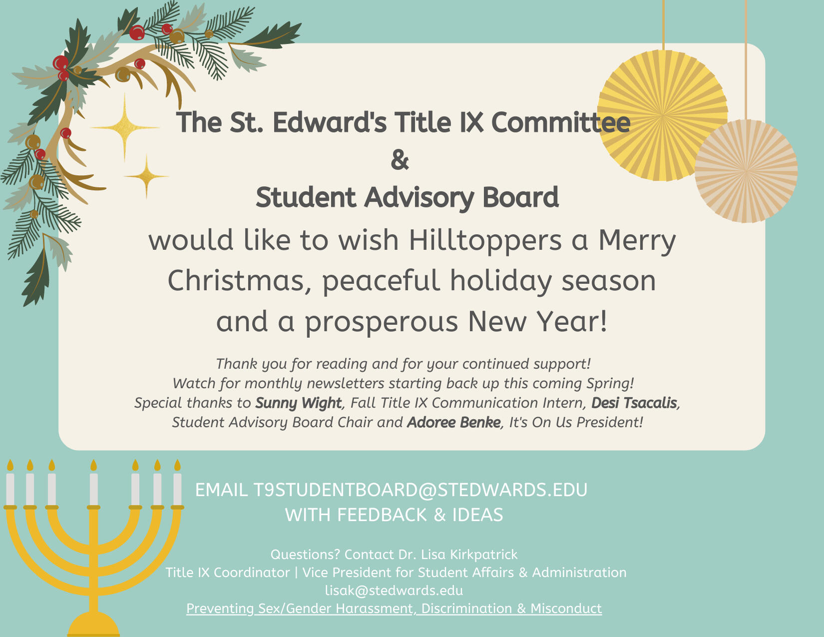 December 2022 - End of Semester Postcard